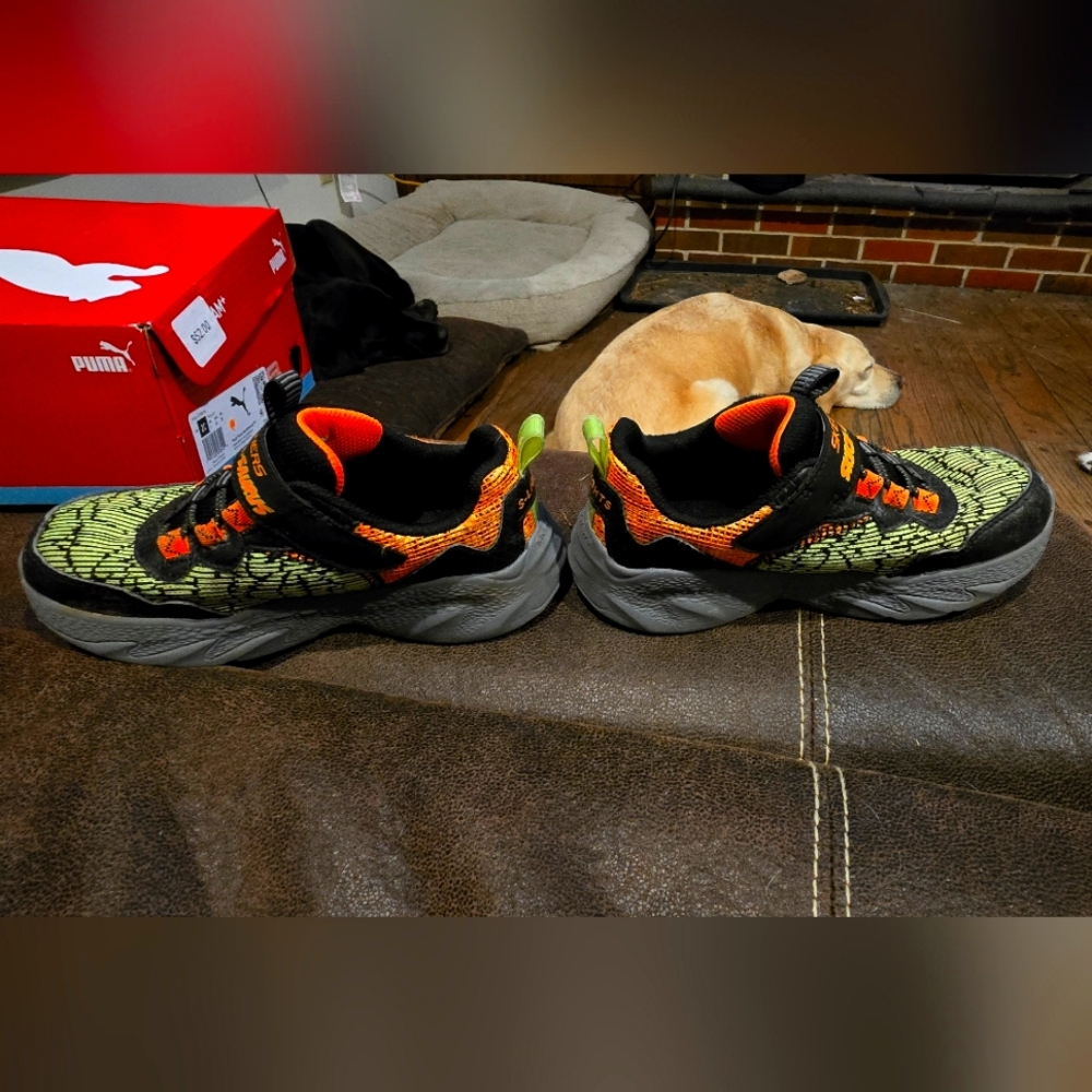Skechers Light Up Kids Shoes - Black and Green